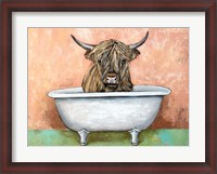 Framed Bathtime Highland Cow