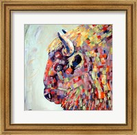 Framed Celadon Bison