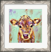 Framed Celadon Cow