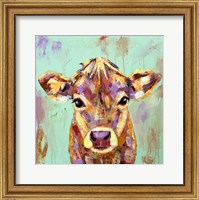 Framed Celadon Cow