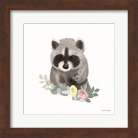 Framed Floral Raccoon