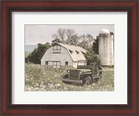 Framed Old Jeep at the Farm