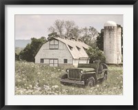 Framed Old Jeep at the Farm