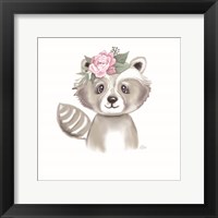 Framed Cute Floral Raccoon