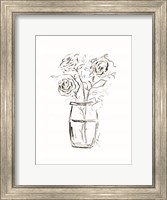 Framed Roses Charcoal Sketch