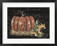 Framed Scripty Sunflower with Pumpkin