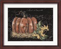 Framed Scripty Sunflower with Pumpkin