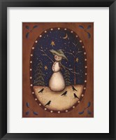 Framed Snowman with Crows