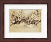 Framed Sepia Corot Landscape