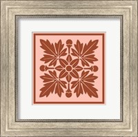 Framed Tonal Woodblock in Coral I