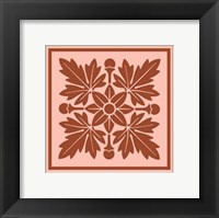 Framed Tonal Woodblock in Coral I