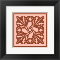 Framed Tonal Woodblock in Coral III