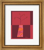 Framed Minimalist Flowers in Orange I