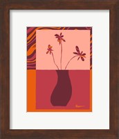 Framed Minimalist Flowers in Orange III