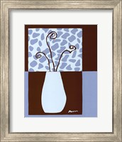 Framed Minimalist Flowers in Blue III