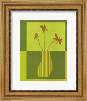 Framed Minimalist Flowers in Green III