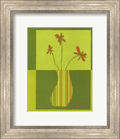 Framed Minimalist Flowers in Green III