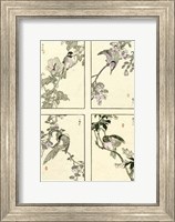 Framed Woodblock Oriental Birds