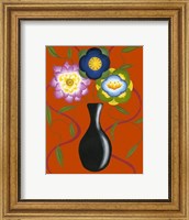 Framed Stylized Flowers in Vase II