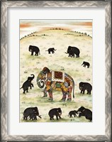 Framed Indian Elephant Gathering