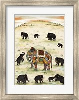 Framed Indian Elephant Gathering