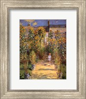 Framed Artist's Garden at Vetheuil with Boy, c.1880