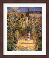 Framed Artist's Garden at Vetheuil with Boy, c.1880