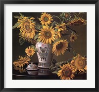 Framed Sunflowers in a Chinese Vase