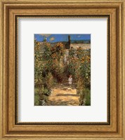 Framed Artist's Garden at Vetheuil with Boy, c.1880