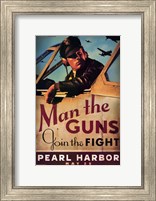 Framed Pearl Harbor Art Deco Man the Guns