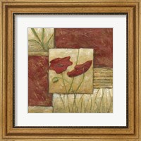 Framed Red Lacquer Collage I