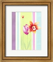 Framed Flowers & Stripes I