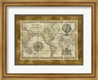 Framed Antique World Map