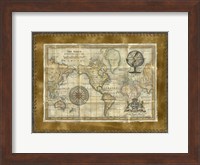 Framed Antique World Map
