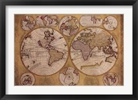 Framed Map - Globe Terrestre
