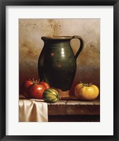 Framed Green Pitcher, Heirlooms & Cloth