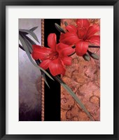 Framed Orchid Red/Teal Damasque