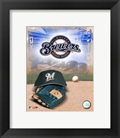 Framed Milwaukee Brewers - '05 Logo / Cap and Glove