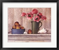 Framed Poppies, Peaches And Shells