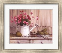 Framed Pink Flowers And Pears