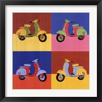 Framed Four Motor Scooters