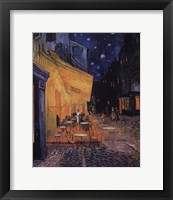 Framed Cafe Terrace on the Place du Forum, Arles, at Night, c.1888