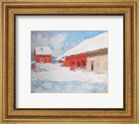 Framed Les maisons rouges a Bjoernegaard, Norvege, 1895