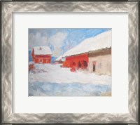 Framed Les maisons rouges a Bjoernegaard, Norvege, 1895