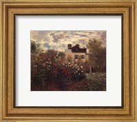 Framed Artist's Garden in Argenteuil (A Corner of the Garden with Dahlias), c.1873