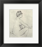 Framed Bather Drying Herself - drawing