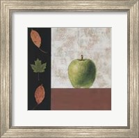 Framed Green Apple and Leaves