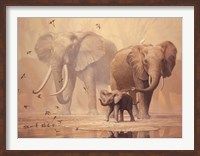 Framed African Elephants and Namaqua Doves