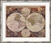 Framed New World Map, 17th Century