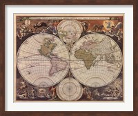 Framed New World Map, 17th Century